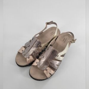 Clarks Collection Leather Sandals Lexi Marigold Metallic Multi Size 12